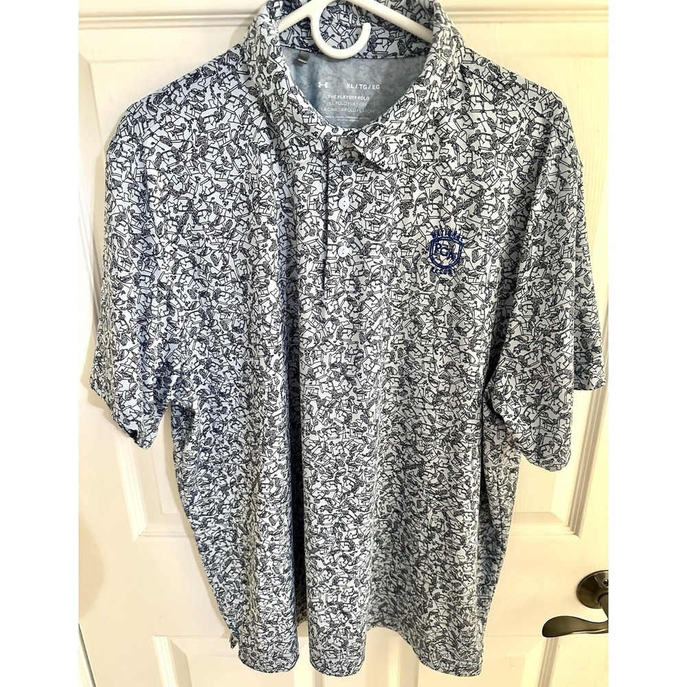 Under Armour Golf Cart Print Playoff Polo Shirt PGA National Palm Beach Size XL